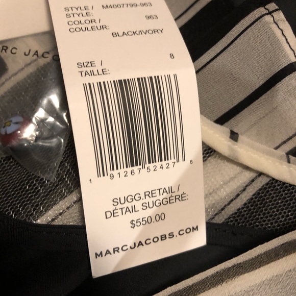 Marc Jacobs Striped MIDI Dress 100% Silk - Picture 7 of 8